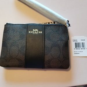Coach Signature wristlet NWT brown/black